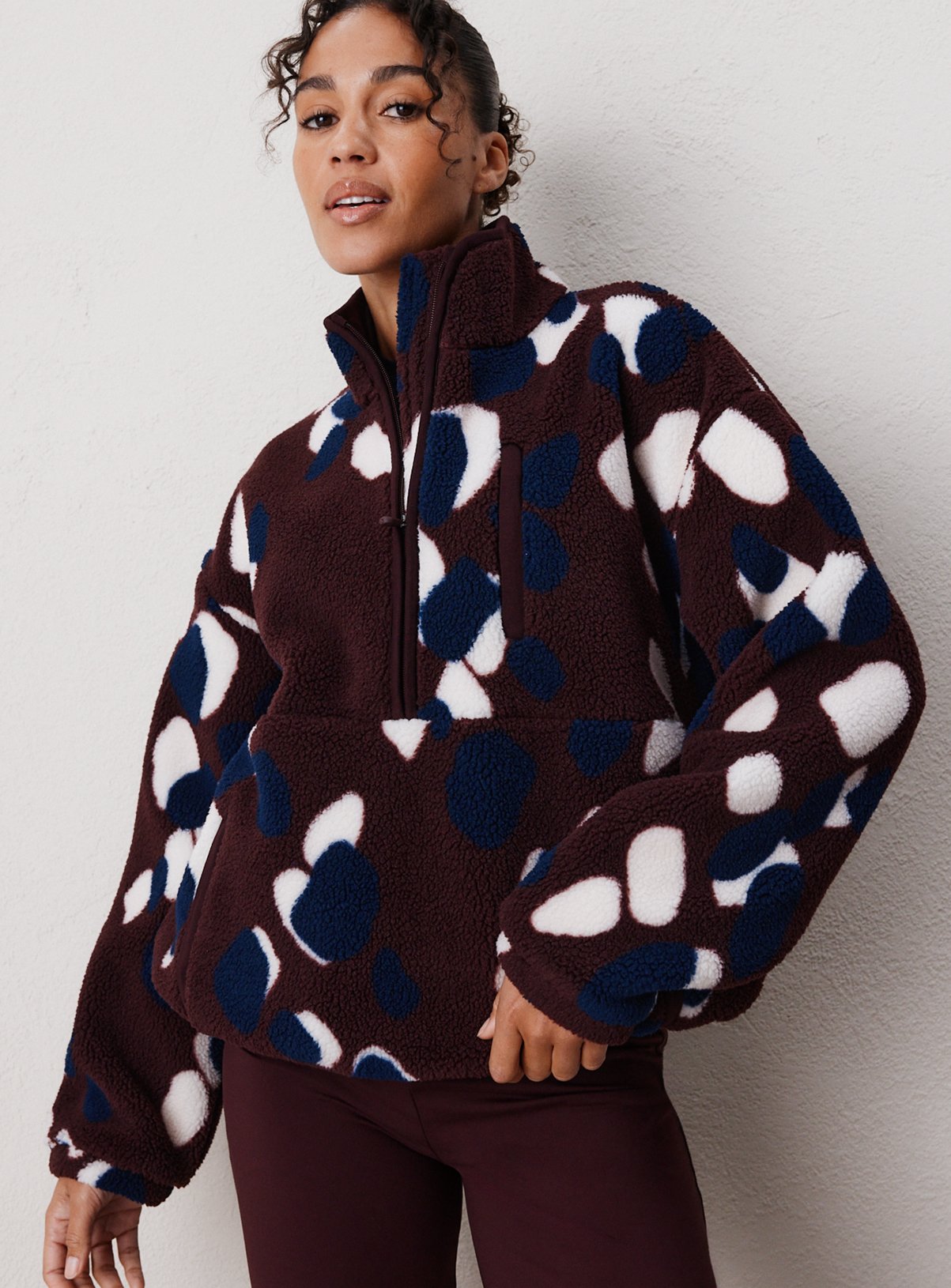REAKTIV Printed Borg Half Zip Jacket L - Image 1 thumbnail